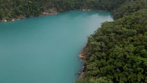 Agua-Azul-Serena-De-La-Entrada-De-Nara-Con-Un-Bosque-Exuberante-En-La-Isla-Gancho---Atracción-Turística-En-La-Isla-Gancho,-Whitsunday,-Australia