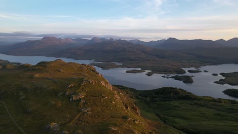 Aerial-View-Of-Loch-Maree-And-Beinn-Eighe-Mountainscape-In-Scotland