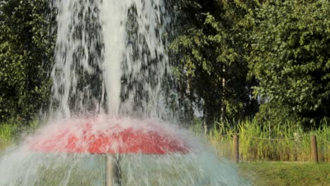 Red-Fountain-In-The-Public-Park