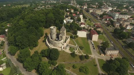 Aerial-Shot-Of-Old-Medieval-Castel-In-Eastern-Europe-4K