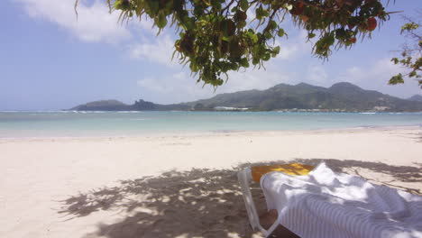 Panoramic-Wide-Scenery-of-Deserted-Playa-Teco-Maimon-Bay-Tropical-Beach-Resort-in-Dominican-Republic,-Panning-Shot