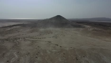 Aerial-View-Over-Dry-Arid-Landscape-Towards-Mud-Volcano-At-Hingol-National-Park