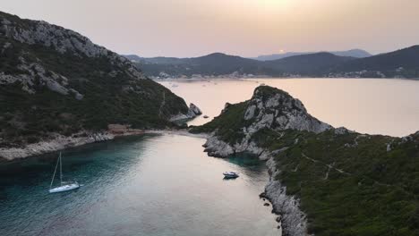 Drone-shot-of-a-beautiful-beach-in-Greece