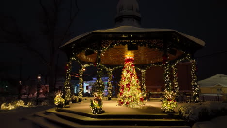 Geschmückter-Beleuchteter-Weihnachtsbaum-In-Der-Nacht