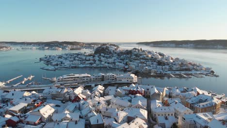 Oya-Island-From-Snowy-Community-of-Kragerø-On-A-Sunny-Winter-Day-In-Norway