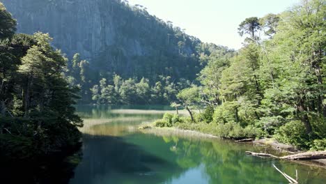 Dolly-out-in-lake-chico-of-huerquehue-national-park,-chile