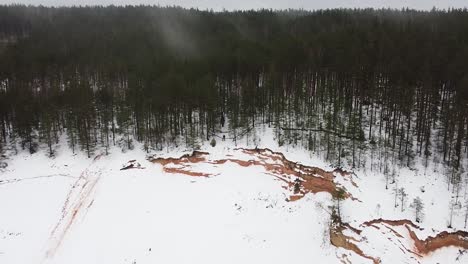 Aerial-drone-view-of-Piusa-sand-cliffs-and-sand-quarry-in-Southern-Estonia