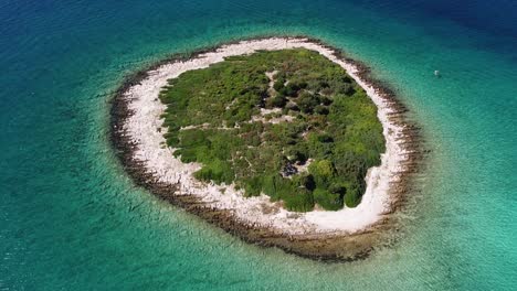 Aerial-Drone-View-of-an-Uninhabited-Island-at-the-Adriatic-Sea,-Dalmatia,-Croatia