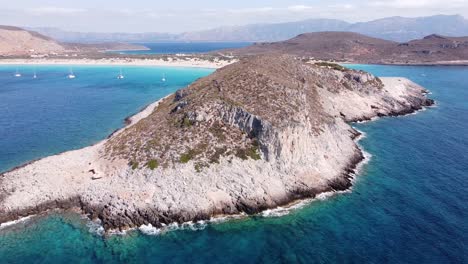 Aerial-View-Island-Elafonisos-Beach,-Lakonia,-Peloponnese,-Greece