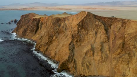 Scenic-Landscape-of-the-Ocean-Cliffs-of-Paracas,-Peru---Aerial-View
