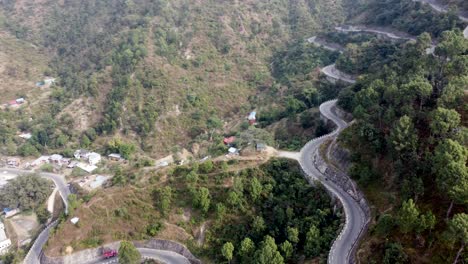 Drone-footage-of-the-BP-Highway,-Bardibas-Highway,-in-the-hills-and-mountains-of-Nepal