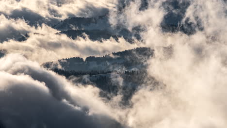 High-angle-timelapse-of-clouds-blowing-over-Avoriaz-Ski-Resort-in-French-Alps