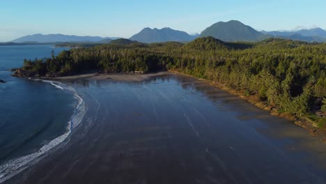 Tofino-British-Columbia-Canada,-shot-with-a-drone-at-the-beach