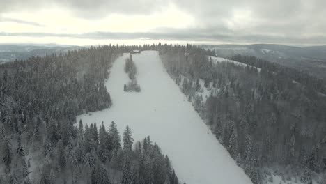 Ski-Runs-on-Snowy-Slopes-of-the-Ukraine-Mountaintops---Aerial