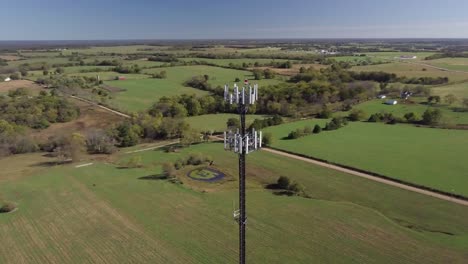 Rural-cell-phone-tower-in-the-middle-of-nowhere-with-5G-technology-updates-needed-stock-video-by-aerial-drone-footage-9