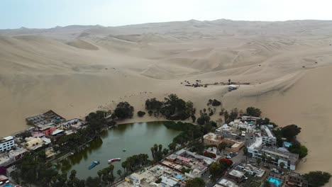 Huacachina-Village-and-Lagoon-in-the-Desert-Oasis-in-Peru---Aerial