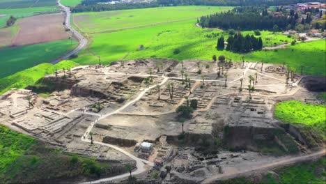 Aerial-drone-view-Tel-Megiddo-national-park-known-in-Greek-as-Armageddon