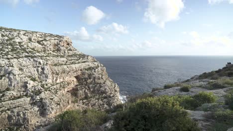 Mountain-near-Blue-Grotto-with-View-to-Calm-Mediterranean-Sea-On-a-Sunny-Winter-Day