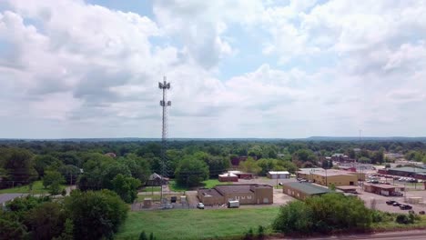 Cell-phone-tower-with-5G-technology-updates-needed-stock-video-by-aerial-drone-footage-5