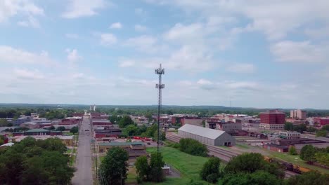 Cell-phone-tower-with-5G-technology-updates-needed-stock-video-by-aerial-drone-footage-3