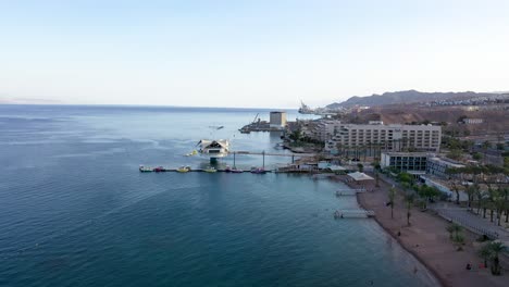 Aerial-view-of-a-beach-at-the-Red-Sea-in-Eilat-Israel