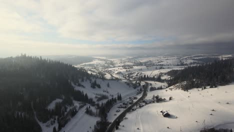 Ski-Resort-in-Ukraine's-Snow-Mountains---Aerial