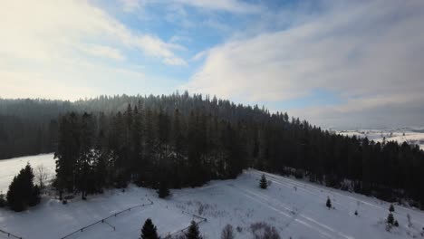 Ski-Resort-Slopes-on-Snowy-Mountain-in-Ukraine---Aerial-View