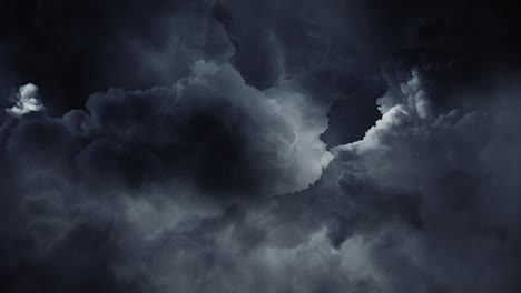 4k-Gewitter,-Dunkle-Wolken-Und-Blitzeinschläge-Vor-Einem-Regensturm