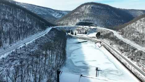 Frozen-lake-and-railroad-mountain-pass-Horseshoe-Curve