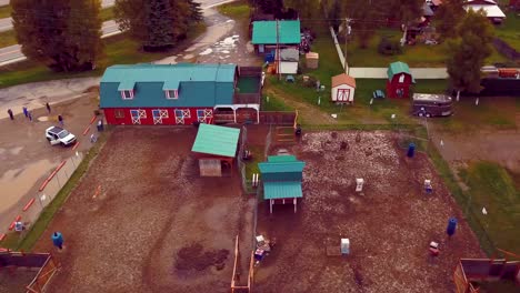 4K-Drone-Video-of-Antler-Academy-in-North-Pole,-Alaksa-during-Summer