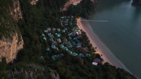 Beautiful-touristic-resort-Spa-Cenvaree-between-green-trees-and-high-rocks-at-a-nice-sandy-beach-at-the-Andaman-Sea