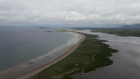 Drone-shot-of-a-long-beach-on-Ireland's-west-coast