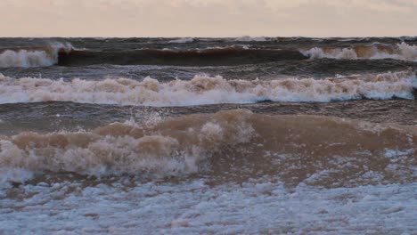 Sea-storm-with-big-waves-at-sunset