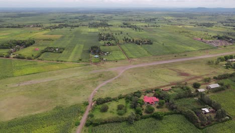 Panorama-of-serene-rural-area-near-Loitokitok-in-Kenya,-aerial-view