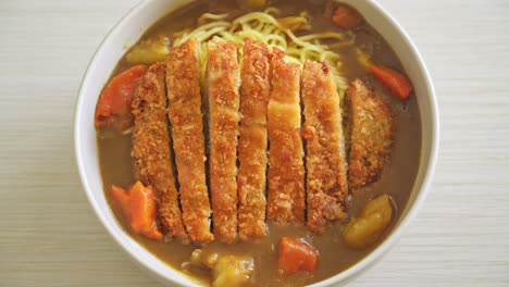 curry-ramen-noodles-with-tonkatsu-fried-pork-cutlet---Japanese-food-style