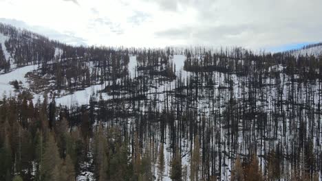Drone-flies-up-and-pans-left-to-reveal-a-Tahoe-Ski-resort-burned-from-a-wildfire