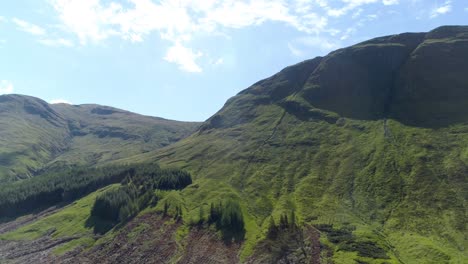 High-aerial-pan-of-Glen-Lochy-and-Ben-Lui-near-Tyndrum-and-Dalmally