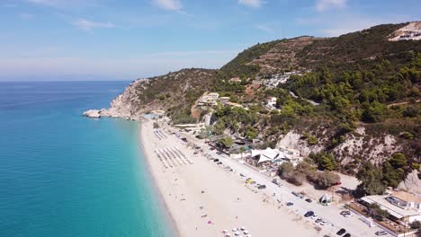 Aerial-View-Tropical-Paradise-Kathisma-Beach,-Lefkada-island,-Greece