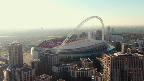 Wembley-Stadium-and-urbanscape,-London.-Aerial-panoramic-view