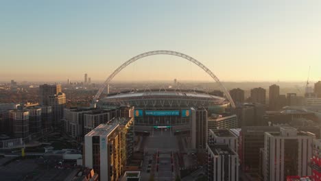 Wembley-stadium-entrance-with-skyline-in-background,-London