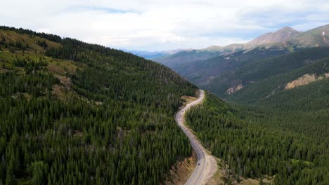 Panoramastraße-Durch-Die-Rocky-Mountains-In-Colorado-|-Luftüberführung-Schwenkt-über-|-Sommer-2021