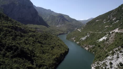 Drone-video-of-Front-Plane-advancing-over-the-Drin-River-at-Valbona-Pass-in-Kukes-County