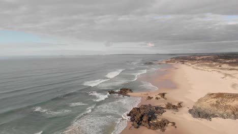 Pristine-remote-sandy-beach-on-Portuguese-coastline
