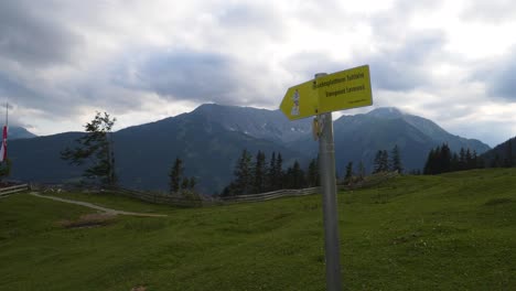 Tuftl-Alm-sign-on-trail-in-Austrian-Alps