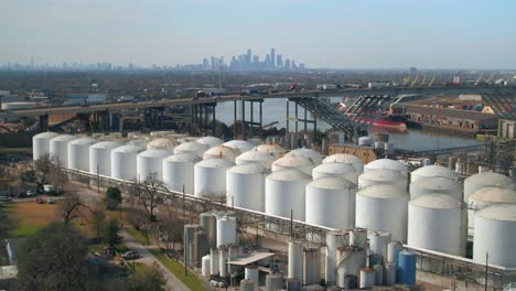 Aerial-of-Chemical-and-refinery-plants-in-Houston,-Texas