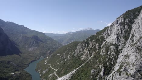 Frontal-Drone-video-of-the-Drin-River-at-Valbona-Pass-in-Kukes-County