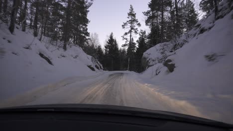 POV-Point-of-view-Driving-On-Mountain-Narrow-Road-During-Winter