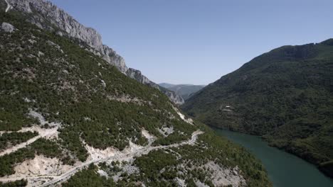 Drone-video-of-ascending-Crane-Plane-revealing-part-of-the-Drin-River-at-Valbona-Pass-in-Kukes-County