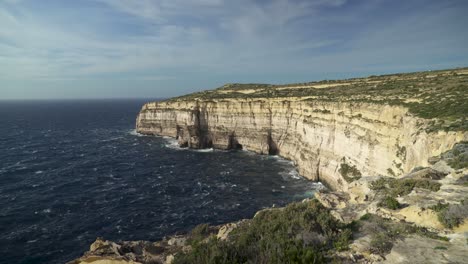Dark-Blue-Mediterranean-Sea-Waters-Washes-Shores-of-Island-Gozo-in-Malta
