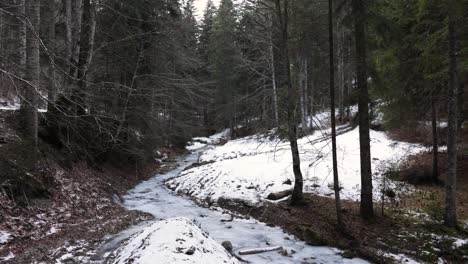 View-Frosted-River-In-Mountain-Forest-Woods-During-Winter